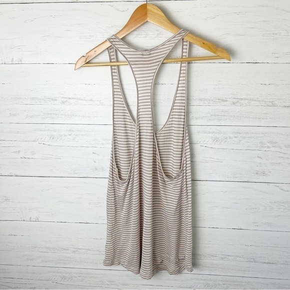 Aritzia Wilfred Striped Racerback Tank Cream Lilac Viscose Linen Relaxed Small - Picture 5 of 9